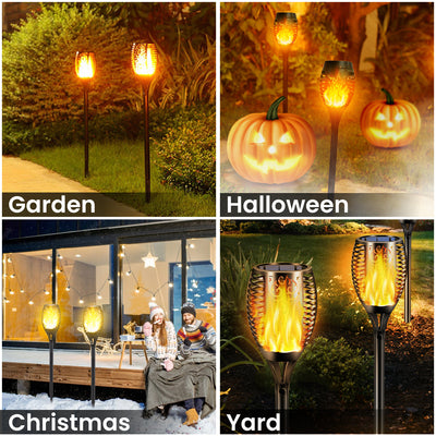 Flashing Tiki Lights 20'' Height, Outdoor Solar Powered