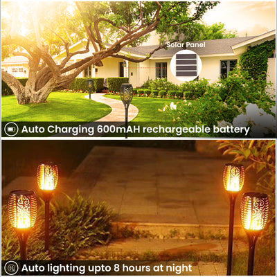 Flashing Tiki Lights 20'' Height, Outdoor Solar Powered