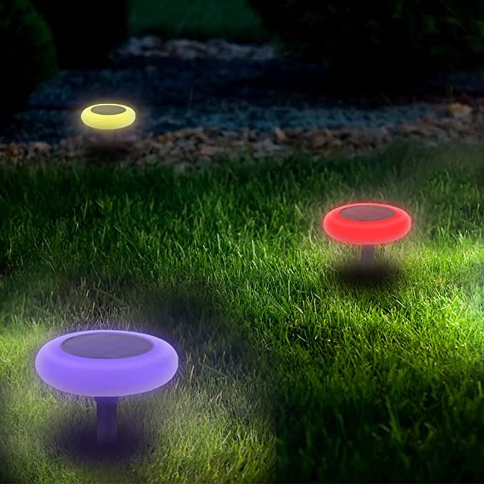Color Changing Solar Lights 2 Pack Wireless Waterproof Decorative Pathway Lights
