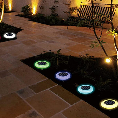Color Changing Solar Lights 2 Pack Wireless Waterproof Decorative Pathway Lights