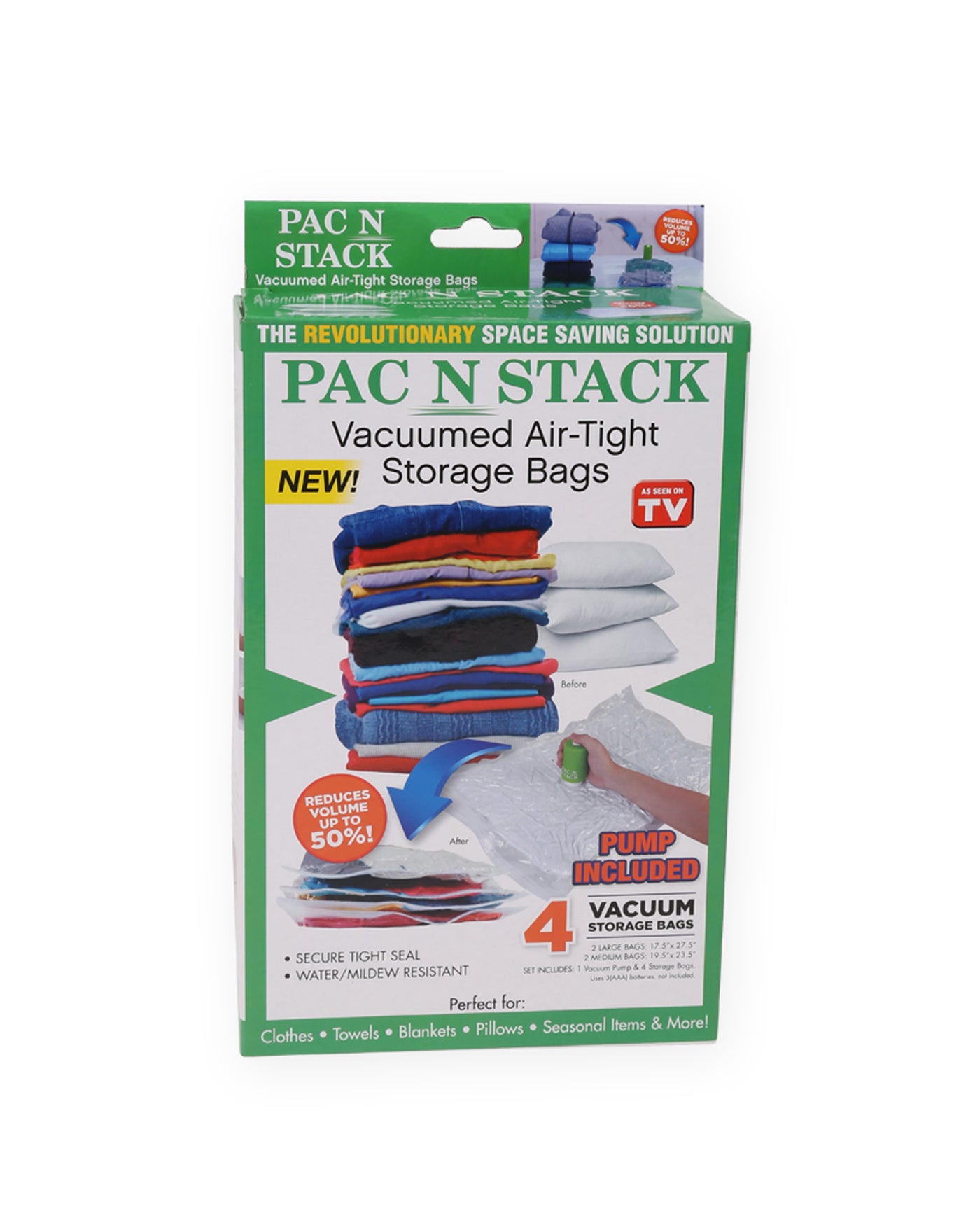 Pac N Stack Clothes Vacuumed Air-Tight Storage Organizer Bags