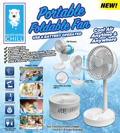 Portable Foldable Fan USB and Battery Operated Travel Fan