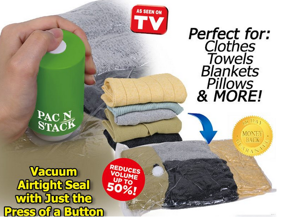 Pac N Stack Clothes Vacuumed Air-Tight Storage Organizer Bags