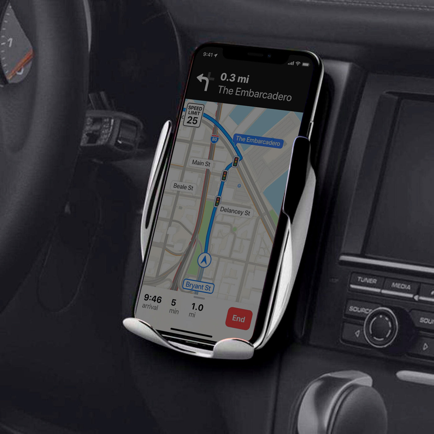 Phone Mate Wireless Car Mount Charger Smart Sensor
